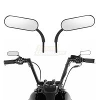 กระจกด้านข้างรูปไข่สีดำ Kaca Spion Motor สำหรับ Harley Tou Electra Glide Dyna Fatboy Softail Sportster Breakout