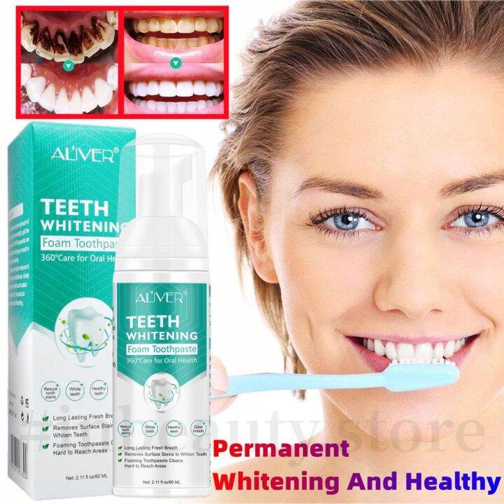 60ML ALIVER Teeth whitening mousse toothpaste Remove Tartar Remove ...