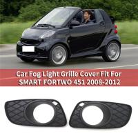 2 Piece Bumper Fog Light Grille Protective Cover Fog Lamp Foglight Frame Hood Left/Right Front Replacement Parts for SMART FORTWO 451 2008-2012