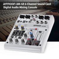 ammoon am - 4r 6 - channel เครื่องผสมเสียงดิจิตอล built - in 48 v phantom power รองรับพลังงาน by 5v