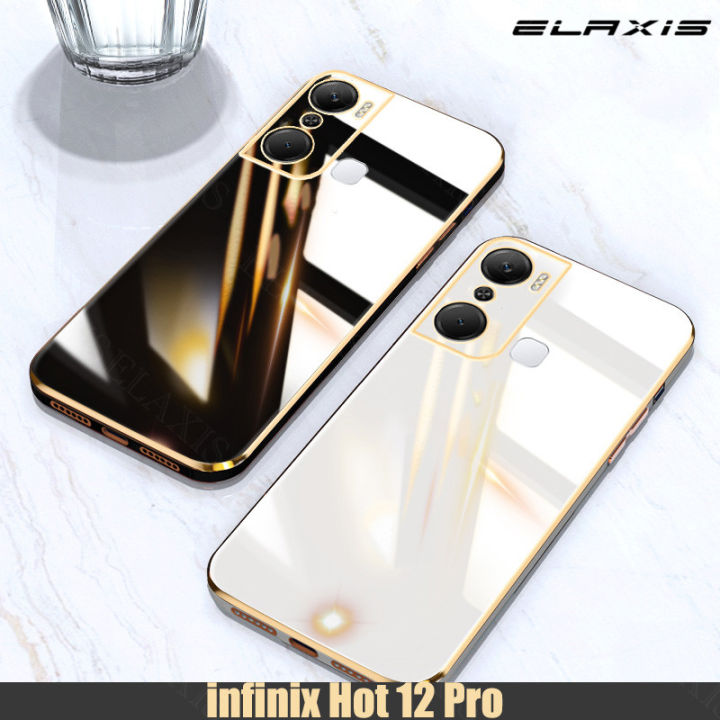 elaxis-สำหรับโทรศัพท์-infinix-12-pro-กล่องโลหะชุบหรูหราขอบตรงปลอกอ่อนฝาหลังกันกระแทก