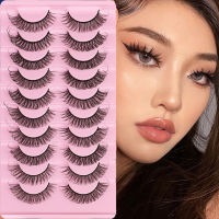 10คู่3D Faux Mink Lashes Fluffy Wispy Volume ขนตาปลอมยาวธรรมชาติ Handmade Reusable แต่งหน้าขนตาปลอม Extension