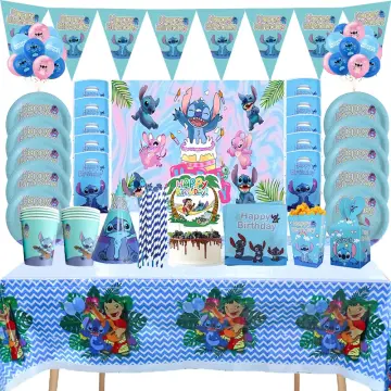 Disney Pink Stitch Girl Birthday Party Decorations Balloons Disposable  Tableware Kids Baby Shower Lilo & Stitch