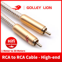 GOLLEY LION RCA สายสัญญาณเสียงตัวผู้ไปยังตัวผู้สายสัญญาณเสียงแบบโคแอกเชี่ยลสำหรับซับวูฟเฟอร์เครื่องขยายเสียงดีวีดีทีวี