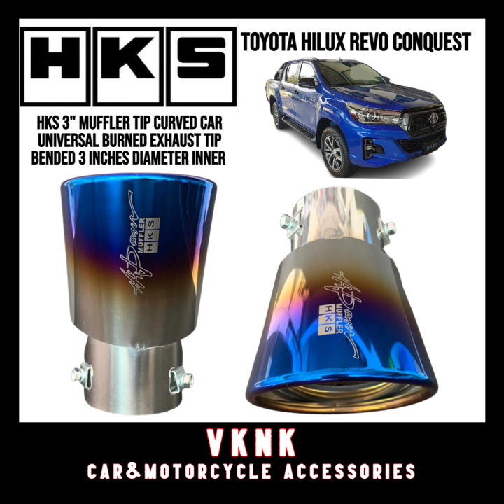 HKS 3" MUFFLER TIP Curved Car Universal Burned Exhaust Tip Bended
