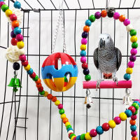 10แพ็ค Bird Swing Chewing ของเล่น Parrot Hammock Bell ของเล่น Parrot Cage ของเล่น Bird Perch ไม้ลูกปัดแขวนสำหรับ Parakeets ขนาดเล็ก