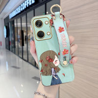 เคสโทรศัพท์พร้อมสำหรับ OnePlus Nord 3 5G 3 5G Tecno Spark 10 Tecno Spark10C (พร้อมสายรัดข้อมือ) นิ่มขอบสี่เหลี่ยมดอกเหมยผู้หญิงน่ารักเคสชุบเคสโทรศัพท์เคสโทรศัพท์นิ่มสุดหรู