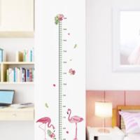 Flamingo Height Measure Diy  Wall Stickers For Kids Rooms home decor cartoon animals growth chart wall decals pvc mural art Vinyl Flooring