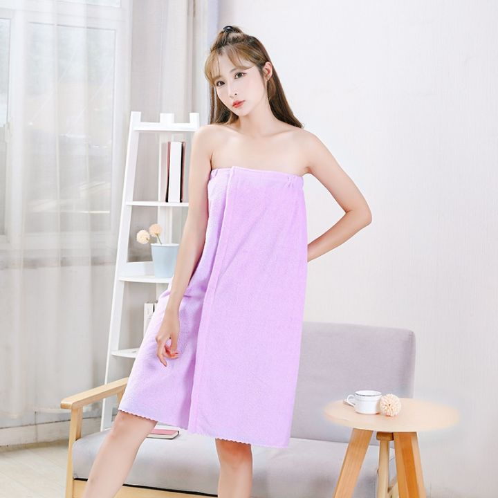 women-coral-velvet-bath-towel-soft-absorbent-quick-drying-wearable-spa-sauna-towel-tube-top-nightdress-dress-bathroom-accessory