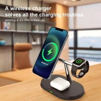 30W 3 In 1 Wireless Charger Holder สำหรับ Apple Airpod สถานีชาร์จแม่เหล็กสำหรับ Magsafe 12 13 14 Pro Max