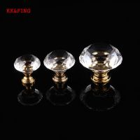 KK FING 20-40mm European Gold Base Crystal Glass Kitchen Cabinet Knobs and Handles Wardrobe Pulls Drawer Knobs Furniture Handle