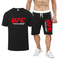 HUA824UFC เสื้อผ้าผู้ชายผ้าฝ้ายฤดูร้อนข้ามพรมแดนในยุโรปและอเมริกา T เสื้อ ลำลองออกกำลังกายผู้ชายแขนสั้น T เสื้อ + ชุดกางเกงขาสั้นกีฬา