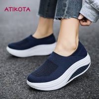 Atikota Soft Mesh Women Platform Sneakers Female Flat Tennis Hollowed Out Round Toe Slip-On Shoes Lady Large Size Footwear 2022