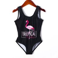2021 New Flamingo Swimsuits For Girls One-Piece Bathing Suits Printed Flamingo Beach Wear 3-12Years Childrens Swimwear 9071