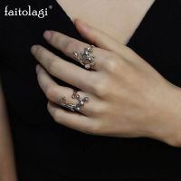 Kroean Irregular Liquid Metal Lava Rings for Women Creative Geometric Hollow Open Ring Branches Texture Rings Trendy Jewelry