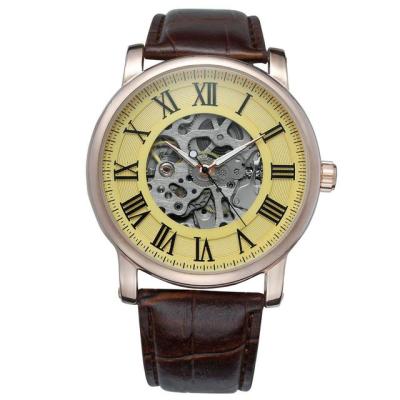 นาฬิกาเทรนด์ Men39; S และ Women39; S สีเหลืองกลวงออกแบบนาฬิกาข้อมือหน้าปัดกลมนาฬิกาข้อมือกลไกอัตโนมัติ