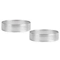 24 Pack Stainless Steel Tart Rings, Heat-Resistant Perforated Cake Mousse Ring,Cake Ring Mold,Round Cake Baking Tools