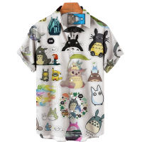 【 Cw】2022เสื้อผู้ชาย Hayao Miyazaki การ์ตูนเพื่อนบ้านของฉัน Totoro Faceless ชายพิมพ์แขนสั้นลำลองแฟชั่นเสื้อยืดอะนิเมะ5XL