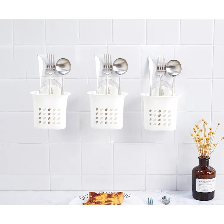 LOCAUPIN Wall-Mounted Plastic Kitchen Utensil Holder Suction Hanging ...