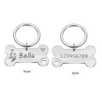 ∈ Custom Name Anti-lost ID Tag Engraved Record Tel Name Cat Puppy Personalized Bone Medal Pendant Dog Pet Collar Accessory