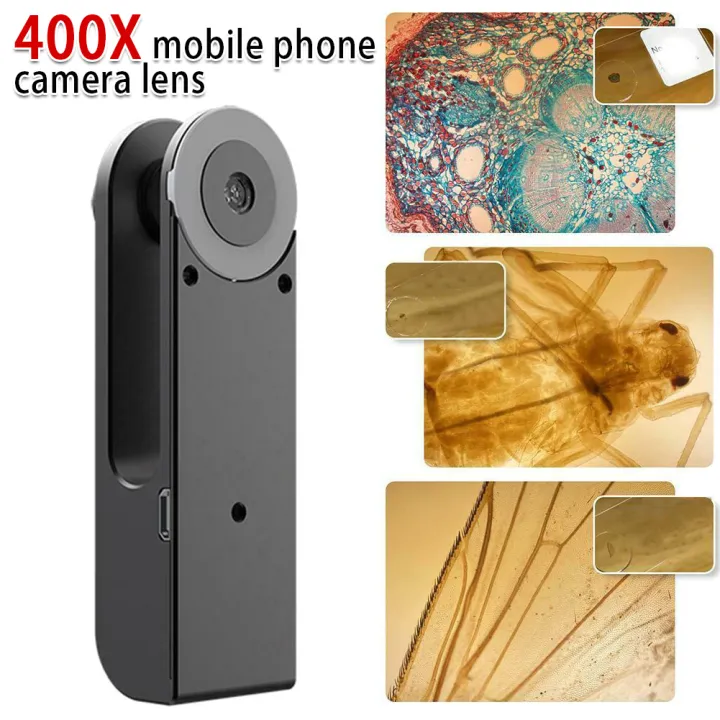 400X Zoom Clipon HD Microscope Phones Camera Lens with LED Portable