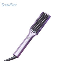 Showsee หวีไฟฟ้าผมตรง Straightening Hair Comb เครื่องหวีผมตรง ไม่ทำร้ายผม แปรงหวีไฟฟ้า ปรับได้ 4 ระดับ หมุนได้360