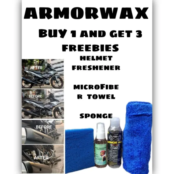 armor matte / glossy wax free helmet freshener/microfiber towel/sponge ...