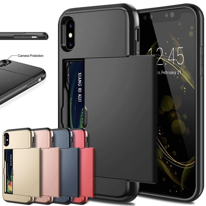 สินค้าใหม่มีในสต็อก-เคสสำหรับไอโฟนธุรกิจ14-13-pro-max-12-11-x-xs-xr-สไลด์กระเป๋าเงินเกราะการ์ดที่เคสคลุมเครื่องเจาะรูสำหรับ-iphone-7-8-plus-6-6s-5s-se-2022