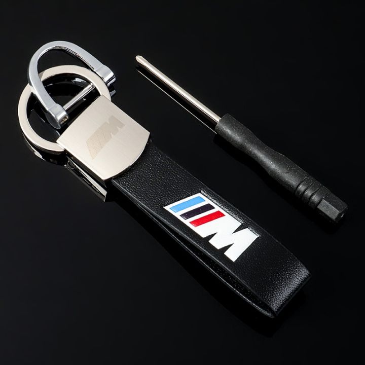 hot-leather-key-lanyard-m-สามสีมาตรฐาน-audi-sline-audi-rs-benz-amg-foss-r-หนังรถโลโก้พวงกุญแจโลหะจี้