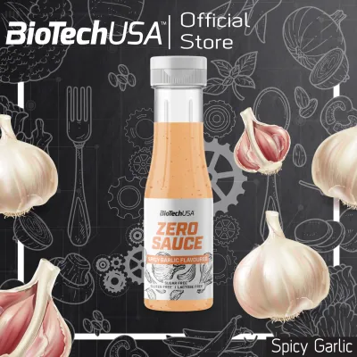 BioTechUSA Zero Sauce 350ml. Spicy Garlic (ซอสรสสไปซี่ การ์ลิค ราด จิ้ม หมัก ปรุงอาหาร ไม่มีน้ำตาล คีโตทานได้)Health foods EXP.02/2024