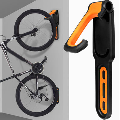 ตะขอแขวนผนังจักรยานแนวตั้งใช้งานง่ายใช้งานได้จริงติดผนังจักรยานชั้นเก็บจักรยานสำหรับโรงรถสีดำสีส้ม
