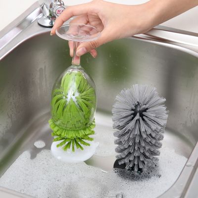 ┅☊卐 Basedidea Sink Suction Cleaning Brush Cups Goblet Mugs Cleaner Strong Suction Lazy Use Clean Brush for Cup