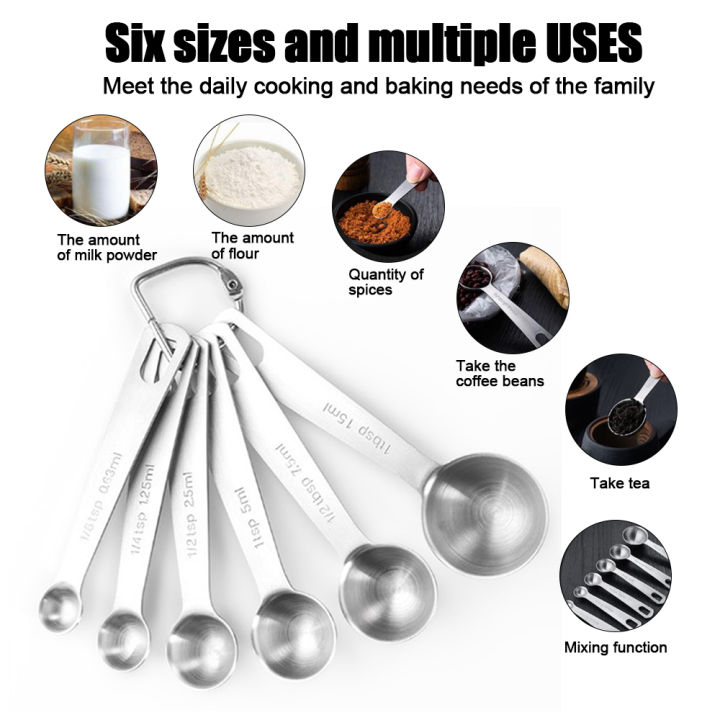 Measuring Spoons, Stainless Steel 4-piece Measuring Spoon Cups Set- 1/4 Tsp,  1/2 Tsp, 1 Tsp & 1 Tbsp For Measuring Dry And Liquid Ingredients