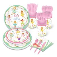 Girls Fary Tales Wing Fairies Elfin Elf Birthday Party Paper Disposable Tableware Sets Plates Napkins Baby Shower Party Decors