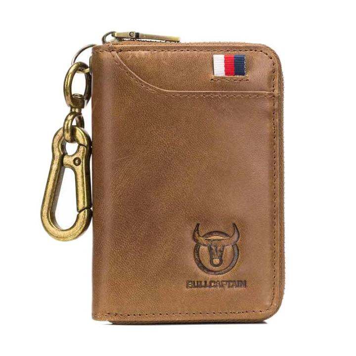 Bullcaptain Leather Men&Women Key Wallet Unisex Rfid Blocking Business ...