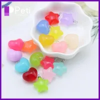 PETI JEWELLERY 10Pcs สีสันสดใส อุปกรณ์เครื่องประดับอัญมณี สีลูกอมสี ดีไอวาย การทำเครื่องประดับ สากลสากลสากล งานทำมือ เครื่องรางหัวใจ สร้อยคอสำหรับผู้หญิง