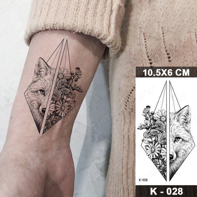 Không thấm nước hình xăm tạm thời Sticker Dot gầm sư tử Flash Tatoo trăng  Sói bầu trời đầy sao cánh tay Cổ tay giả tatto cho nghệ thuật cơ thể phụ