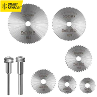 สมาร์ทเซ็นเซอร์6ชิ้นวงกลมใบเลื่อยชุด2ชิ้น1/8นิ้วส่วนขยาย Mandrel สว่านโรตารีใบมีดเหล็กเลื่อยแผ่นดิสก์ตัดใบมีด