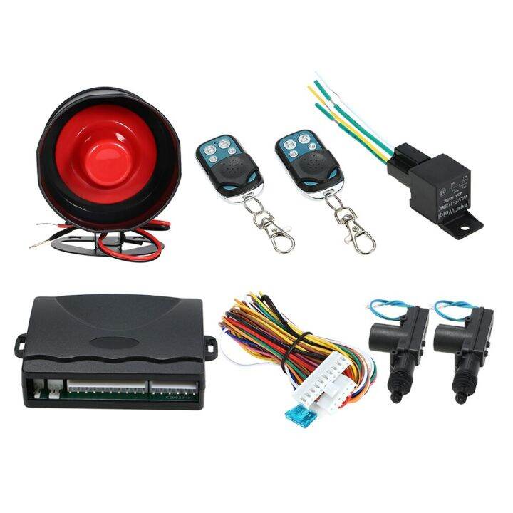 NEW CAR ALARM + 2 DOOR REMOTE CENTRAL LOCKING KIT WITH SHOCK SENSOR IMMOBILISER CAR ALARM