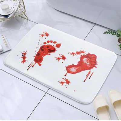 Halloween Bloody Footprint Bath Mat Non Slip Thickening Toilet Rugs for Door Corridor Hall Sitting Room