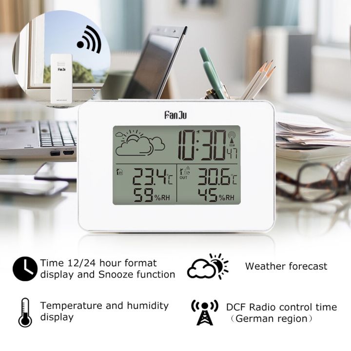 worth-buy-อุณหภูมิ-jam-tangan-digital-นาฬิกาปลุกไร้สายเซ็นเซอร์พยากรณ์การเลื่อนนาฬิกาดิจิตอลตั้งโต๊ะสถานีสภาพอากาศ