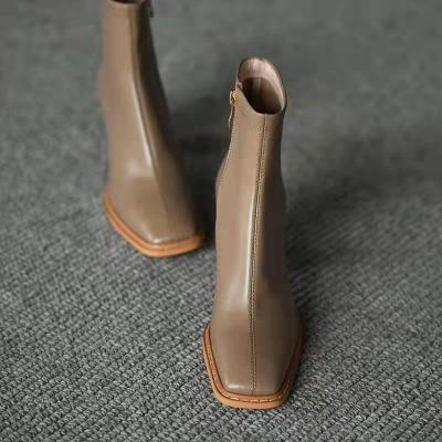 *ZAZA ข้อเท้า Checil รองเท้า Martin Boots Vintage ส้นหนารองเท้าผู้หญิงรองเท้าหนังสีดำทำงาน/โรงเรียน35-40