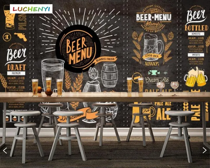 Custom beer menu fast food restaurant 3d wallpaper mural, restaurant bar  restaurant cafe wallpaper sticker | Lazada PH