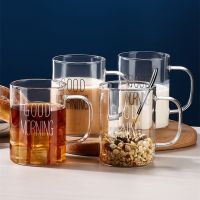 hotx【DT】 Glass Mug Cup Tumbler with Handle Transparent Drinkware Household for Children Set