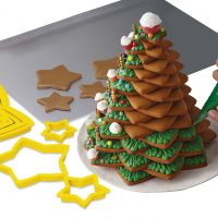 【CW】 6Pcs/set Christmas Tree Baking Fondant Biscuit Mold Flower/heart/Stars Shape Cookie Cutter Mold Cake Decorating Baking Moulds