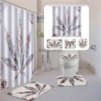 ♈◙ Bathroom Set 1/3/4Pcs Non-Slip Pedestal Rug Lid Toilet Cover Bath Mat Shower Curtain