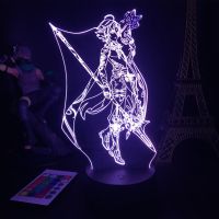 ◐♀ Genshin Impact Night Light 3D Illusion Lamp Hot Game Light for Bedroom Decor LED Light Atmosphere Bedside Night Lamps Kids Gift