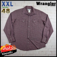 Wrangler®แท้ อก 48 ไซส์ XXL เสื้อเชิ้ตผู้ชาย แรงเลอร์ สีน้ำตาลแดง เสื้อแขนยาว เนื้อผ้าดีสวยๆ