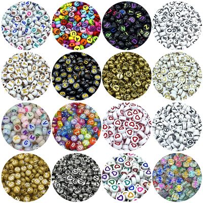 100pcs 4x7mm Mixed Letter Acrylic Beads Round Flat Loose Spacer Beads For Jewelry Making Handmade Diy Bracelet Necklace DIY accessories and others