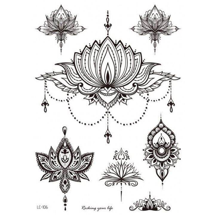 waterproof-black-temporary-tattoo-stickers-arm-chest-water-transfer-fake-tattoos-mandala-lion-feather-women-men-body-art-tatoo